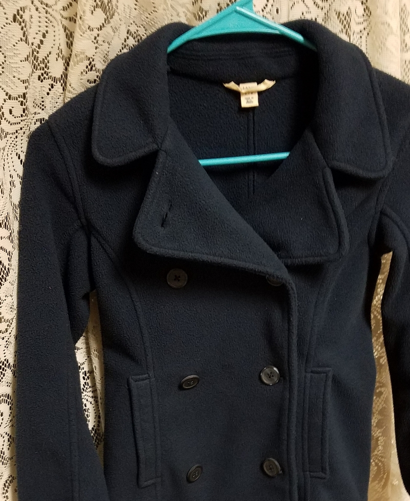 Lands end Girls Navy Blue fleece coat. Size small